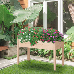 Outsunny Garden Wooden Planters√Ø¬º≈í Non-Woven Fabric, Rectangular Raised Bed,Fir Wood√Ø¬º≈íIndoor/Outdoor, 122.5Lx56.5Wx76H cm