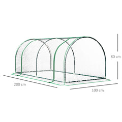 بيت زجاجي للزراعة من Outsunny Tunnel Green Grow House للحديقة الخارجية، إطار فولاذي، غطاء من البولي إيثيلين، شفاف، 200 × 100 × 80 سم