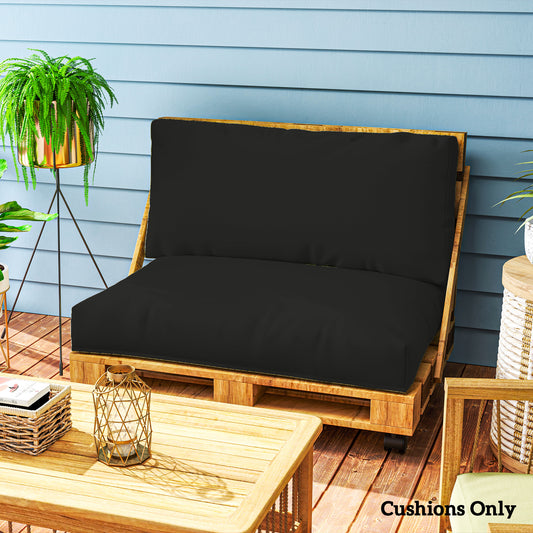 Outsunny 2 Seater Pallet Furniture Cushions Pallet Cushions, UPF20+ 220gsm Fabric, 20 cm Thick Outdoor Seat Pads, Black