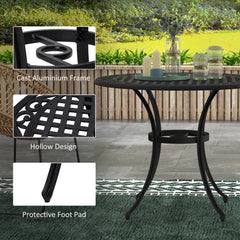 Outsunny 90cm Four-Seated Round Aluminium Garden Table, with Parasol Hole