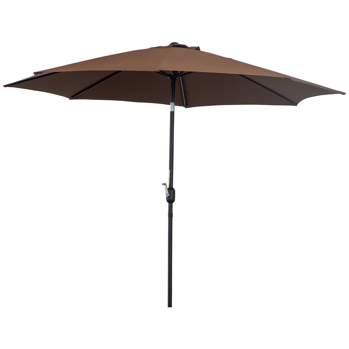 Outsunny 3(m) Tilting Parasol Garden Umbrellas, Outdoor Sun Shade with 8 Ribs, Tilt and Crank Handle for Balcony, Bench, Garden, Coffee