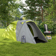 Outsunny Two-Man Dome Tent, with Front Porch and Accessories - Yellow/Grey