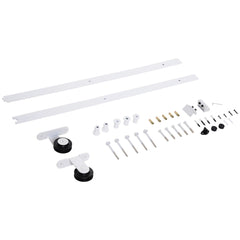 HOMCOM 6FT Rustic Interior Sliding Barn Door Mounting Hardware Kit - White