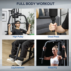 HOMCOM Multifunction Home Gym Machine, with 45kg Weight Stacks, for Strength Training