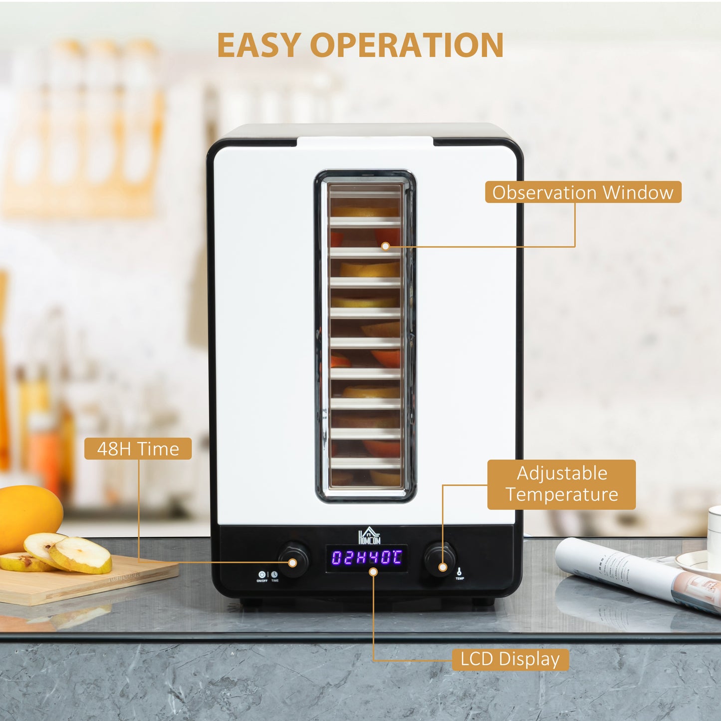 HOMCOM 11-Tray Food Dehydrator, 40-70√¢‚Äû∆í Temperature and Timer