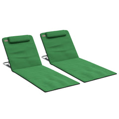 Outsunny Set of Two Metal Frame Beach Chairs, with Reclining Backs - Green