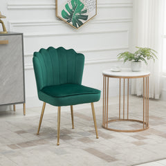 HOMCOM Velvet-Feel Shell Accent Chair - Green