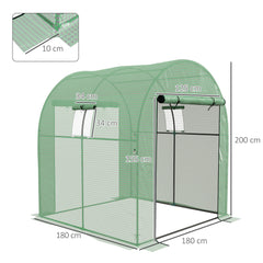 Outsunny 180 x 180cm Walk-In Polytunnel Greenhouse - Green