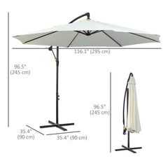 Outsunny 3M Banana Umbrella Parasol-Cream White