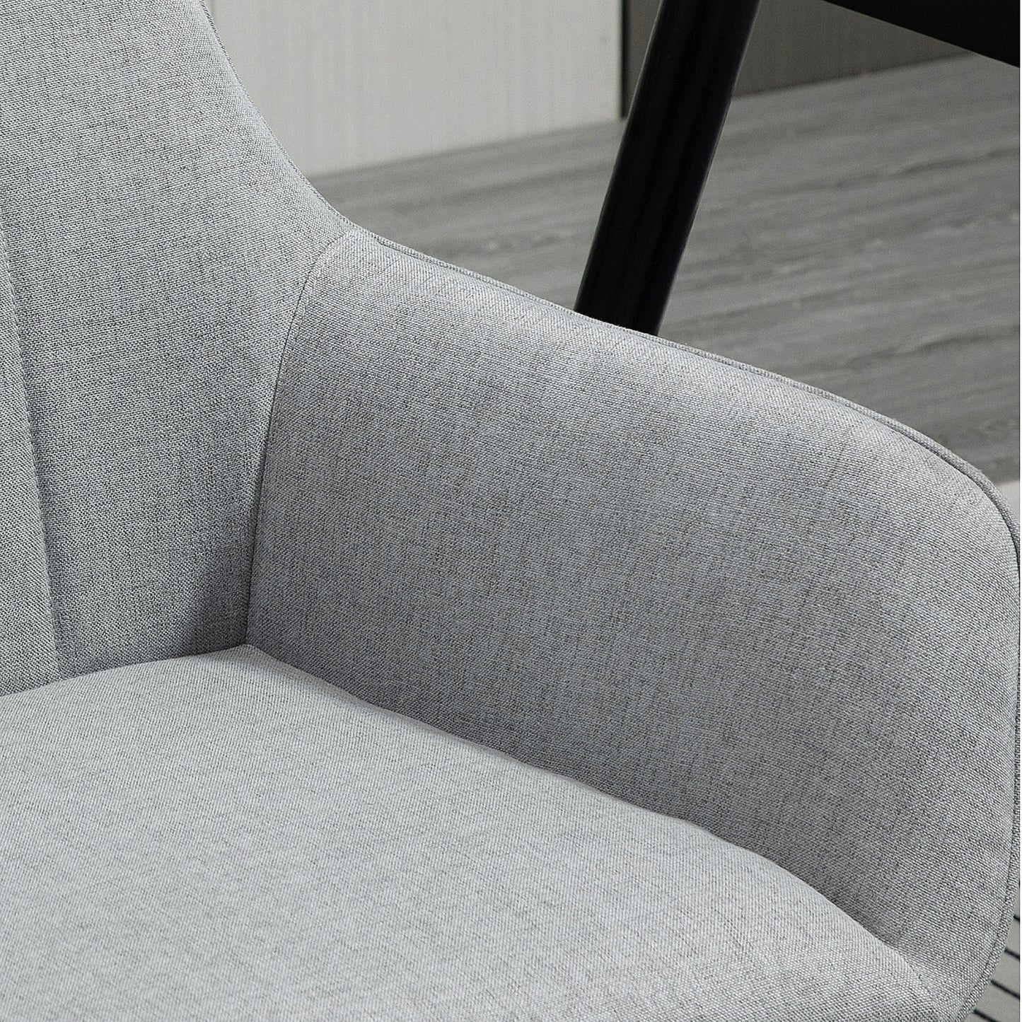 HOMCOM Dining Chairs Upholstered Linen Fabric Accent Chairs with Metal Legs, Set of 2, Light Grey