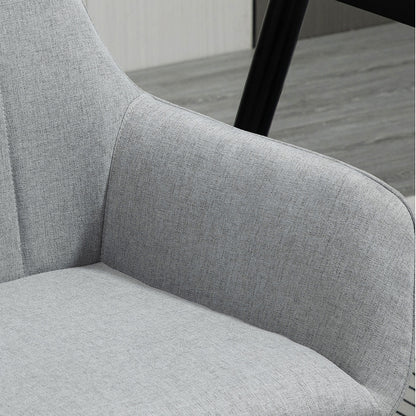 HOMCOM Dining Chairs Upholstered Linen Fabric Accent Chairs with Metal Legs, Set of 2, Light Grey