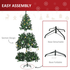 HOMCOM 1.8m 6ft Pre-Lit Artificial Christmas Tree 200 LED Xmas Tree Holiday D√É¬©cor with Decorative Balls Ornament Metal Stand