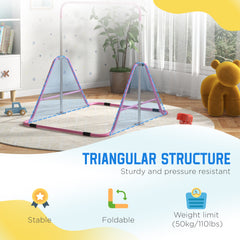 قضيب جمباز للأطفال من هومكوم، بارتفاع قابل للتعديل، قضبان أفقية قابلة للطي - وردي