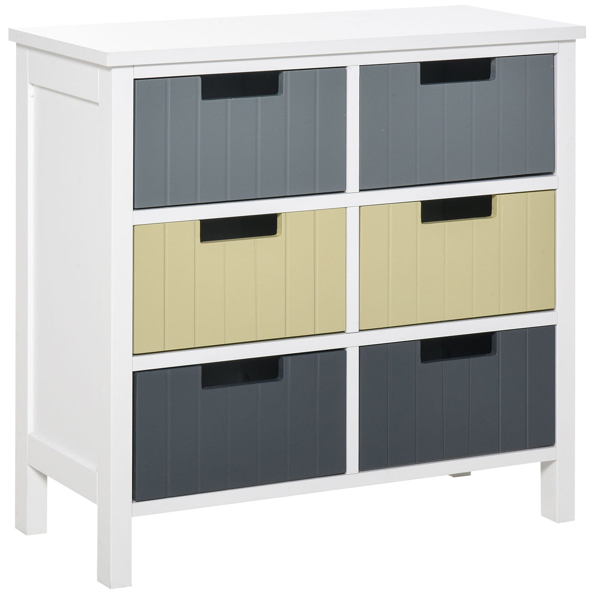 HOMCOM 6 Drawer Storage Tower, Dresser Chest with Wood Top, Organizer Unit for Closets Bedroom Nursery Room Hallway