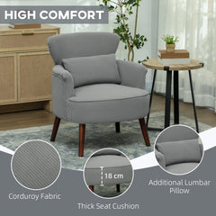 HOMCOM Corduroy Retro Accent Chair - Light Grey