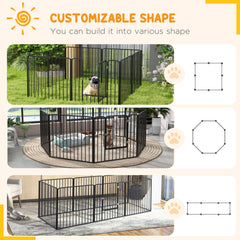 PawHut 80cm 8 Panels Heavy Duty Dog Pen, Pet Playpen for Indoors, Outdoors, Small, Medium Dogs