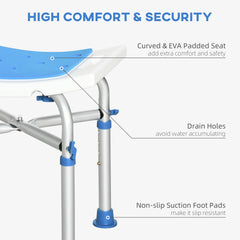 HOMCOM 44-51.5cm Aluminium Frame Shower/Bath Stool - Blue