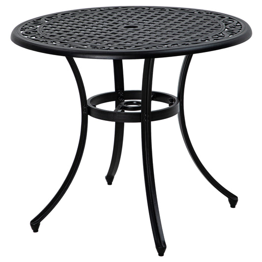 Outsunny â90cm Four-Seated Round Aluminium Garden Table, with Parasol Hole