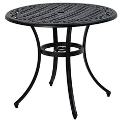 Outsunny 90cm Four-Seated Round Aluminium Garden Table, with Parasol Hole