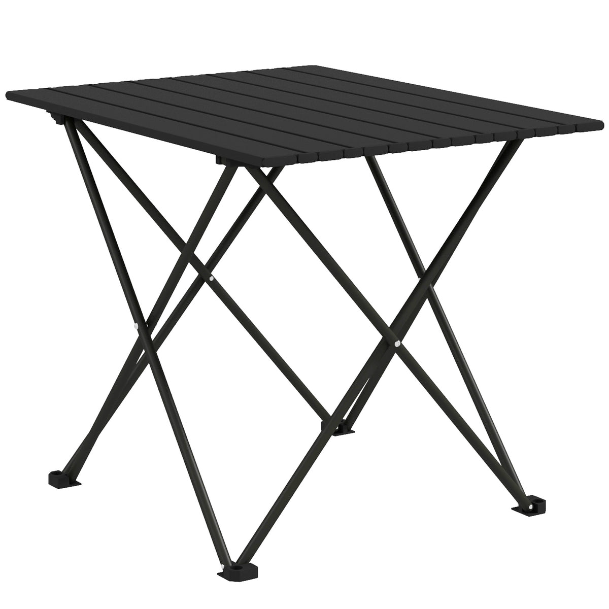 Outsunny Folding Camping Table, Lightweight Metal Picnic Table with Carry Bag, Foldable Table for Outdoor Camping, Picnic, Hiking, BBQ, Fishing, Black