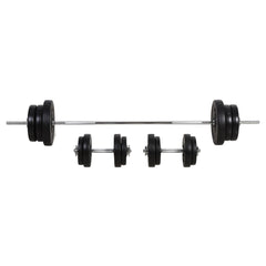 HOMCOM Dumbbell and Barbell Set with 65kg Adjustable Barbell Weights Set, for Home Gym - Black