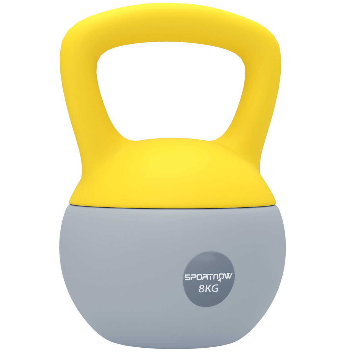 SPORTNOW Soft Kettlebell, 8kg Kettle Bell with Non-Slip Handle for Home Gym Weight Lifting and Strength Training, Yellow and Grey