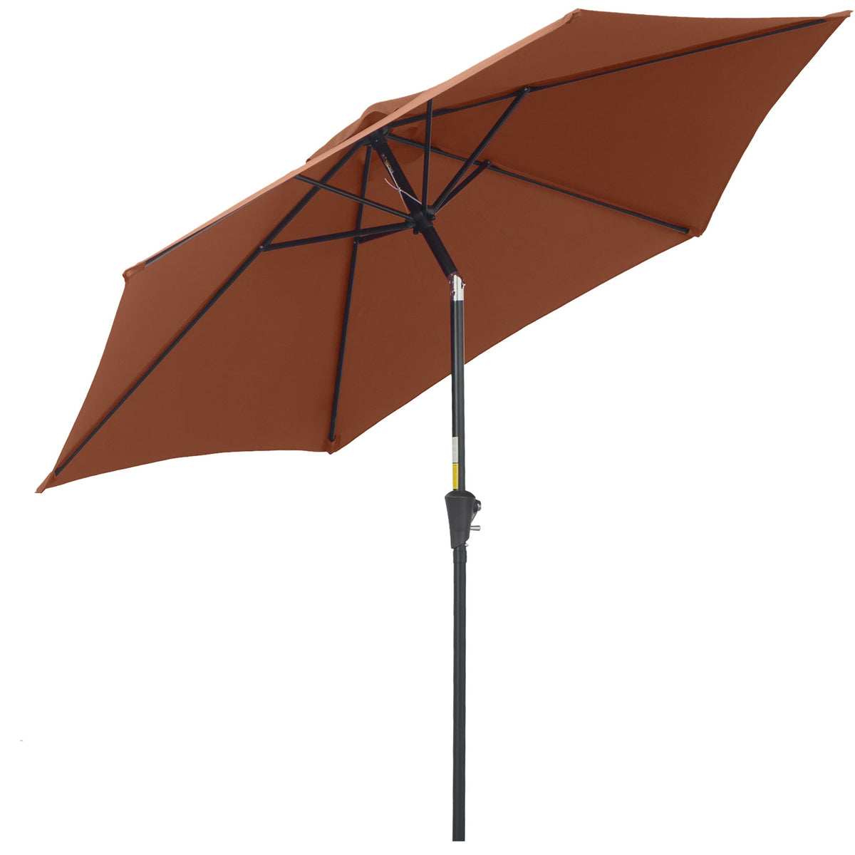 Outsunny 2.6M Garden Parasol Umbrella with Tilt and Crank, Outdoor Sun Parasol Sunshade Shelter with Aluminium Frame, Coffee