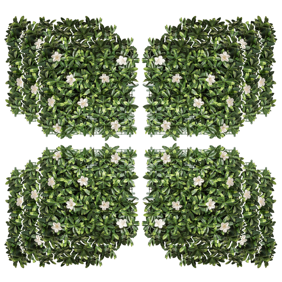 Outsunny 12PCS Artificial Boxwood Wall Panels 50cm x 50cm Rhododendron Privacy Fence Screen Faux Hedge Greenery Backdrop for Home Garden Backyard Balcony