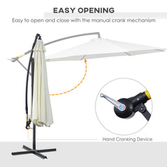 Outsunny 3M Banana Umbrella Parasol-Cream White