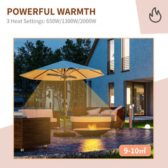 Outsunny Electric Umbrella Parasol Mounted Infrared Heater 2000W Patio Gazebo Outdoor Use