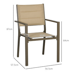 Outsunny Set of Two Aluminium Stacking Garden Chairs - Khaki