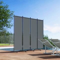 Outsunny 4 Panel Folding Garden Divider, 1.7m Privacy Screen with Wide Feet, Portable Freestanding Privacy Panel for Deck, Pool, Hot Tub, Dark Grey