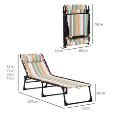 Outsunny Set of Two Folding Sun Loungers, with Four-Position Backs - Multicoloured