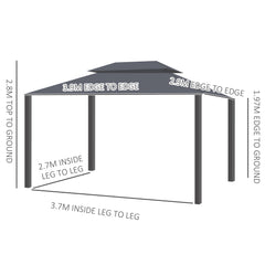 Outsunny 3 x 4m Aluminium Garden√Ç Gazebo, Marquee Canopy Shelter Pavilion Party Tent with Nets and Curtains for Garden and Deck, Black