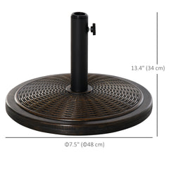 Outsunny 13kg Garden Parasol Base Holder, Cement Outdoor Market Umbrella Stand, Fits 35mm/38mm/48mm Poles, Black