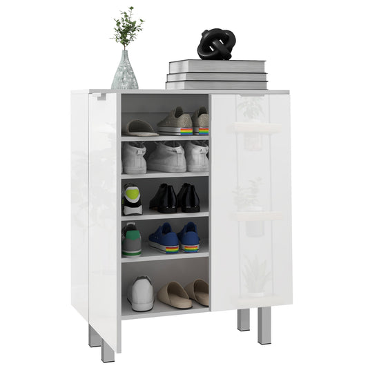 HOMCOM Five-Shelf Shoe Storage Cupboard - White