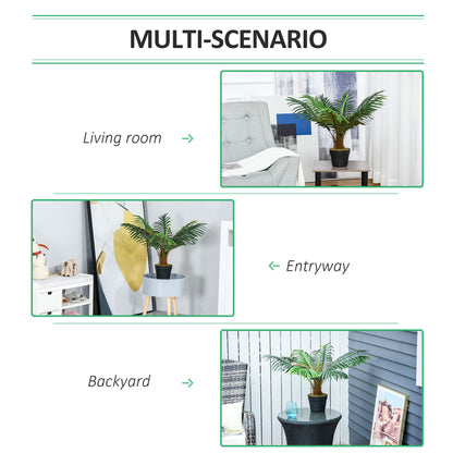 Outsunny 60cm/2FT Artificial Palm Tree Decorative Plant 8 Leaves with Nursery Pot, Fake Tropical Tree for Indoor Outdoor D√É¬©cor