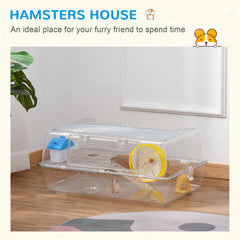 PawHut Hamster Cage, 2 Tier Gerbil Cage with Running Wheel, Water Bottle, Dish