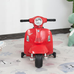 دراجة نارية كهربائية للأطفال مرخصة من HOMCOM Vespa بقوة 6 فولت تعمل بالبطارية لمدة تتراوح من 18 إلى 36 شهرًا مع مصباح أمامي بوق، باللون الأحمر