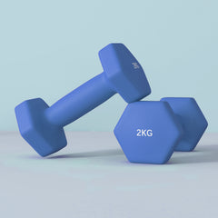 SPORTNOW 2 x 2kg Hexagonal Dumbbells Weights Set with Non-Slip Grip for Home Gym Workout, Blue