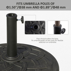 Outsunny 19KG Resin Umbrella Base Garden Parasol Base Stand Round Sun Shade Holder Suitable For Pole Between 38mm to 48mm