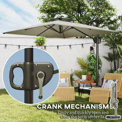 Outsunny Cantilever Parasol with Weighted Base Double Top Garden Parasol Square Hanging Patio Umbrella with Crank Tilt Light Grey