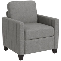 HOMCOM Modern Boxy Linen-Look Armchair - Light Grey