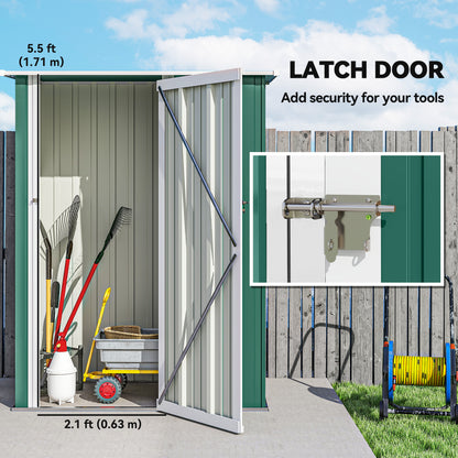 Outsunny 5ft x 3ft Metal Garden Storage Shed, Outdoor Tool Shed with Sloped Roof, Lockable Door for Tools, Equipment, Green