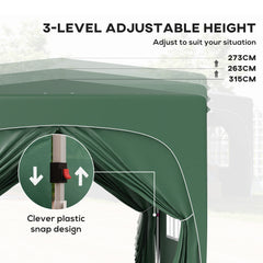 Outsunny 3 x 3m Pop-Up Gazebo Shelter, with Accessories - Dark Green