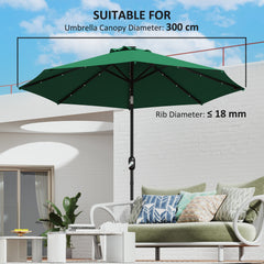 Outsunny 3 m Replacement Parasol Canopy with Top Vent, UPF 50+ Garden Parasol Replacement Canopy, 8 Rib Parasol Cover Replacement Fits Various Frames, Green