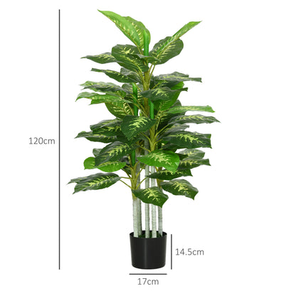 HOMCOM Artificial Evergreen Tree Fake Decorative Plant in Nursery Pot for Indoor Decor, 120cm