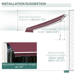 Outsunny Manual Retractable Awning, 3x2.5 m-Red