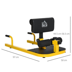 HOMCOM Squat Machine with Push Up Stand, Padded Hip Thrust Bench with Adjustable Cushion for Home Gym Work Out, Yellow