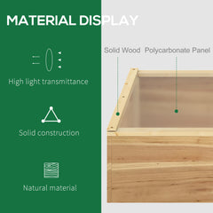 Outsunny Wooden Cold Frame Greenhouse Garden Polycarbonate Grow House with Independent Openable Top Covers for Flowers, Vegetables, Plants, 100 x 50 x 36 cm, Natural